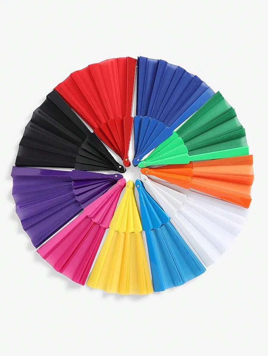 1pc Perfect Solid Color Folding Hand Fan - Fashionable Solid Color Folding Fan - Perfect Gift For Friends, Family And Classmates - Casual Style - Multicolor - View 1
