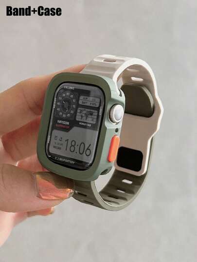 2条装男女通用硅胶运动可调节腕带及柔软镂空保护壳，适用于 40/41/42/44/45/46/49mm，Ultra/SE/11/10/9/8/7/6/5/4系列，智能手表配件