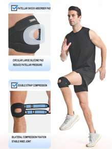 1pc Patellar Strap Knee Brace, Adjustable Double Strap Sports Knee Pad With Compression And Shock Absorption For Running/Cycling Gym Accessories Knee Support - Multicolor - View 6