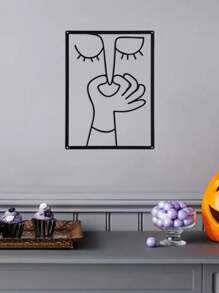 Arte de pared de metal caprichoso - Decoración de baño con humor clásico, temática de Acción de Gracias, diseño minimalista, accesorio divertido para el baño, accesorio del hogar - Negro - Ver 6