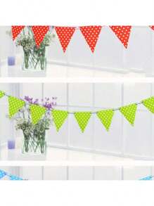 1 Set de 12 piezas de Banderines de papel con lunares y triángulos con 1 rollo de 5m de cuerda de colores, decoración de guirnalda para el hogar, lugar de celebración, cumpleaños, boda, decoración de la habitación, decoración del jardín, decoración de boda, decoración del hogar, regalo de fiesta, pancarta de tapiz, decoraciones de cumpleaños, decoraciones de fiesta