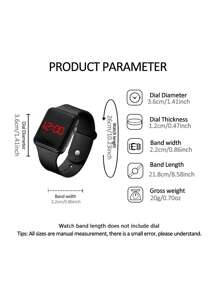 8/4/1pc Men's Fashion Electronic Watch, Square Dial Silicone Strap Casual Fashion Watch, Bracelet, Necklace, Ring, Suitable For Daily Wear, The Best Choice For Gifts, Business Trips, Gifts For Boyfriends, Family, Work, Father's Day, Vacation And Business Trips, Suitable For Birthday Gifts - Multicolor - View 8