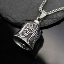 1 条装朋克复古铃铛吊坠项链翅膀天使项链男士珠宝适合日常装饰和耶稣升天日 - 十 - 查看 9
