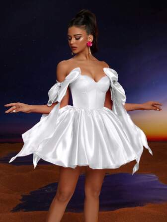 아니문 새로운 패션 우아한 리본 장식 볼 가운 드레스로 정식 댄스, 졸업식, 홈커밍, 파티, 행사에 적합, 파티 드레스, 프롬 드레스