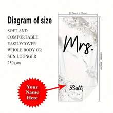 1pc Personalized Mr. & Mrs. Beach Towel - Modern Microfiber Rectangular Towel, Custom Name Printing, Lightweight Absorbent Knitted Fabric, Suitable For Weddings, Anniversaries, Birthdays And More Summer Holiday Bathroom Decor Travel Essentials Travel Accessories Beach Essentials
