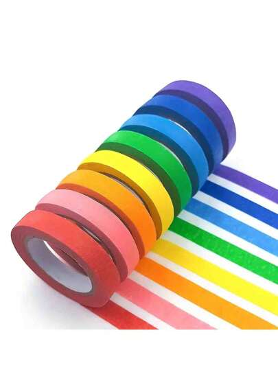 6 piezas de cinta adhesiva de colores vibrantes para artes y manualidades: cinta de papel fácil de rasgar, ideal para etiquetado y proyectos, no impermeable, se adhiere a plástico, madera, vidrio, ideal para artes, manualidades, etiquetado y proyectos DIY, cinta adhesiva decorativa, cinta fácil de rasgar, cinta adhesiva para pintar