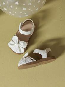 Girls Woven Summer Sandals, New Fashionable Bow Decor Cute Flat Shoes