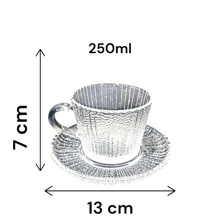 Set 6 tazas De TE Cafe Cristal Refinado Con Plato Incluido - Multicolor - Ver 5