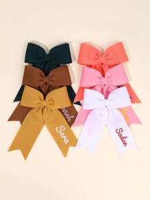 1pc Customize Bow Hair Clip For Girls Printed Name Personalized Name Hair Bows Cute Bowknot Hair Clip, Suitable For Daily Hair Decoration Gift For Kids Girls Hair Accessories - Custom Bow - View 4