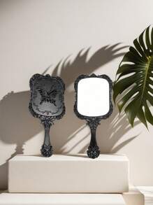 1 件黑白复古蝴蝶图案化妆镜，便携式旅行设计，母亲节的绝佳礼物