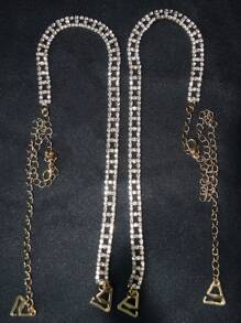 2 件装时尚水钻胸罩内衣肩带女士顶级珠宝性感镂空水晶肩带身体珠宝配饰-婚礼季时尚单品 - 彩色 - 查看 9