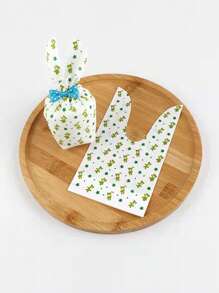 50pcs Candy Bags, Cookie Bags, Gift Bags For Easter, Cute Cartoon Rabbit Ear & Ditsy Floral Pattern, Party Favor Packaging Bags, Gift Bags