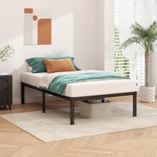 Estructura de cama de plataforma metálica de 18 pulgadas de altura, sin necesidad de caja de resortes, cama individual con tablas de soporte resistentes y de gran durabilidad, fácil de ensamblar, color negro - 12 PULGADAS - Ver 11