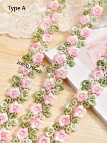 1 Yard Floral Lace Ribbon Decoration, Used For Sewing, Gift Packaging, DIY Crafts, And Bridal Wedding Decoration. Flower Buds, Silk Edges, Ribbons, Retro Style Edges, Fabrics, Embroidery Stickers, Sewing Techniques, Wedding, Banquet, Party Clothing Decoration