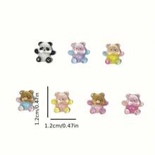 20/50/100个可爱卡通熊熊猫迷你树脂摆件，适合DIY装饰，平底，3D卡通装饰配件，适用于手工DIY工艺品 - 彩色 - 查看 2