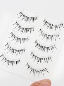 5 Pairs Natural Look Manga Fake Eyelashes - Reusable Wispy Lashes For Cosplay And Stages Comic Style