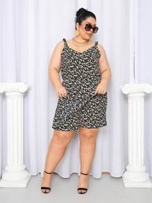 Women's Plus Size Jumpsuit Short Skirt With Printed Lining Summer - 顏色 25 - 查看 8
