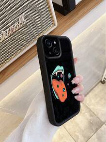 1 件简约多彩嘴巴星球图案黑色加厚防摔钢化玻璃手机保护壳适用于 Apple///Redmi/Infinix/Vivo