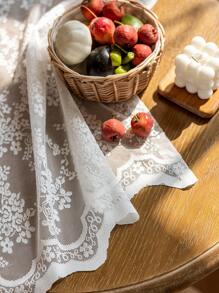 1pc White Lace Tablecloth, Simple & Romantic Lace Table Cover Suitable For Holidays, Parties, Banquets, Restaurants, Weddings, Home Dining Table Decor