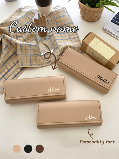 Customized Simple Eyeglass Case, Waterproof Shockproof Leather Vintage Eyewear Box For Sunglasses Storage, Japanese Retro Style,Durable,Colorful,Cute,Adorable,Funny,Kawaii,Y2K,Stylish,Unisex,Casual,Custom,Personalized,Unique,Customized,Ideal Gifts For Him,Ideal Gifts For Her,Her,Boyfriend,Girlfriend,Family,Friends,For Anniversaries,For Valentine's Day,For Mother's Day,For Birthdays,For Children's Day,For Father's Day,For Graduation,For Weddings,For Housewarming,Delicate Romance