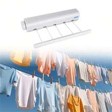 Collapsible Clothes Drying Rack, 4/5 Bars - Wall Mounted, Durable Plastic, Includes Towel Bar And Hooks, Portable Plastic Hanger, Laundry Rack