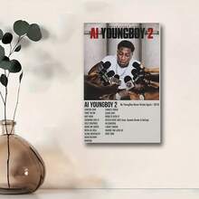 Framed  AI Youngboy 2 Album Cover Canvas Print -  Vintage Phrenology Art Poster, High-Quality Waterproof Music Themed Wall Decor For Indoor Spaces, Contemporary Style, Music Decor, Perfect For Room Decor - 框架 - 查看 4