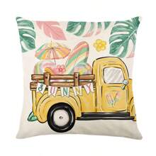 4 Packs Spring Summer Cute Floral Polyester Pillow Covers, Breathable Decorative Throw Cushion Covers For Sofa Living Room Bedroom Home Decor - Excluding Inserts