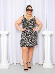 Women's Plus Size Jumpsuit Short Skirt With Printed Lining Summer - 顏色 25 - 查看 5