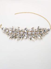 1 pièce Collier géométrique argent avec strass, chaîne élégante avec col en cascade, accessoire de mode pour femmes