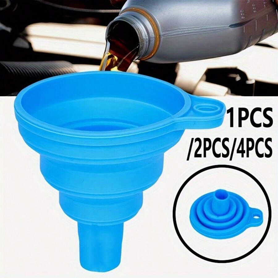 1/2/4pcs Silicone Collapsible Funnel - Mini Foldable Kitchen Tool For Water, Liquid And Oil - Essential For Apartments And Dorms - Perfect Gift For Friends And Family