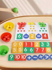 1pc Wooden Children's Puzzle Early Education Bead Number Decomposition Arithmetic Learning Puzzle Toy Color Cognitive Arithmetic Matching Children's Early Education Game Exercise Children's Hand-Eye Coordination And Concentration And Thinking Development Ability Suitable For Parent-Child Interactive Bead Game