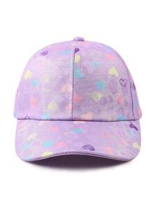 1Pc Girl's Cute Baseball Cap With Rainbow Heart Print - Printed Baseball Cap - View 6