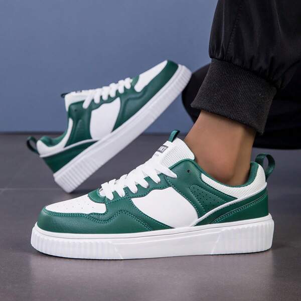 Classic Summer New Fashion Breathable Student Casual Sneakers, Korean Style Men's Stylish Green Athletic Shoes