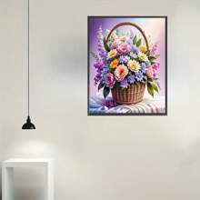 3D Diamant Kunst Blumenkorb Set - atemberaubendes kreisförmiges Acryl Edelstein Kunstwerk, DIY Handwerk und Dekorations Set, ohne Rahmen, geeignet für Zuhause, Schlafzimmer, Wohnzimmer, bietet entspannende Hobby-Erfahrung