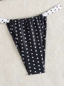 全新随机黑白圆点可调节肩带后系带吊带比基尼高腰泳装套装女式