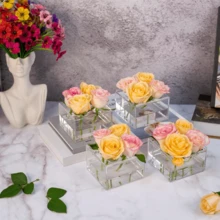 1 个透明玻璃花瓶，适合家庭和婚礼活动、现代桌面装饰，可用于插花、工艺品和家居装饰 - 無色 - 查看 8