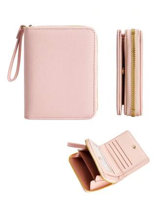  Cartera de mujer de unicolor de BATSIOE de nueva gran capacidad con cremallera, monedero al por mayor para mujer, billetera minimalista de lujo para mujer, billetera mini, bolsa, billetera pequeña