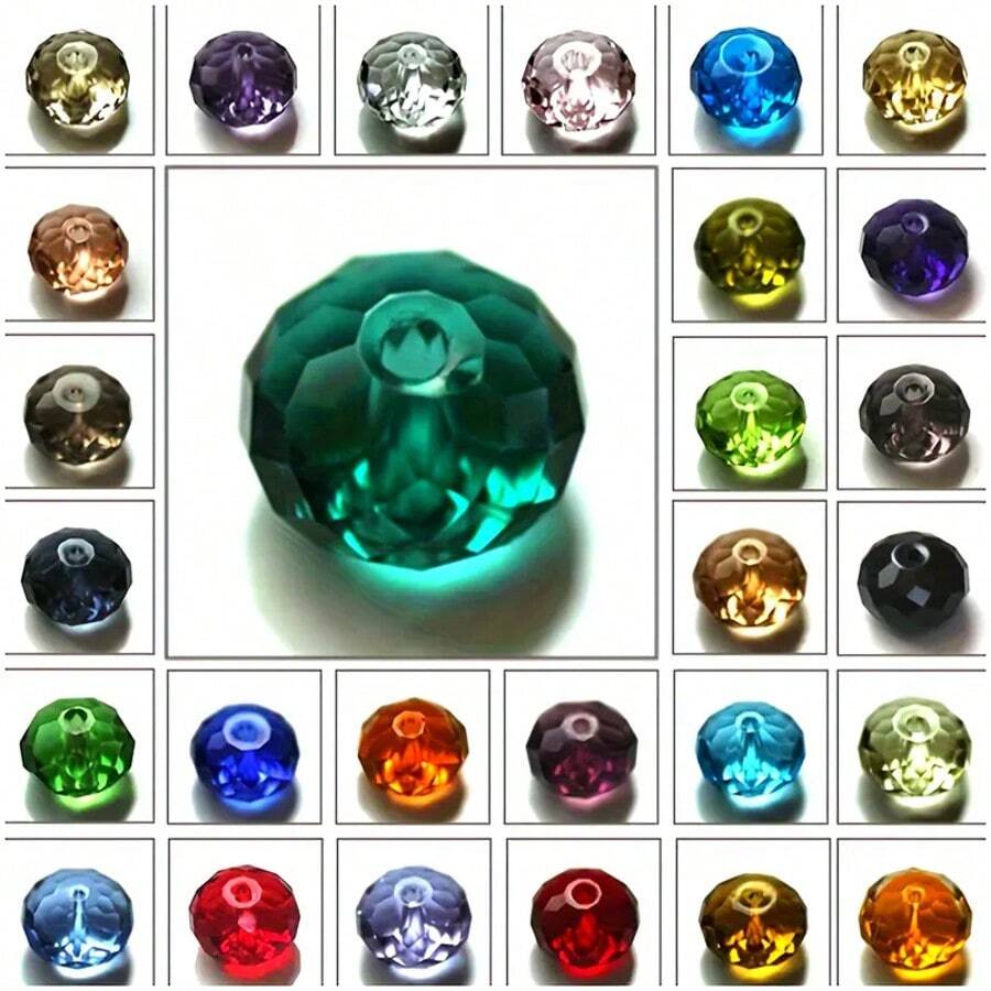 100 piezas de cuentas de cristal de vidrio austríaco AB de 8 mm, accesorios de joyería hechos a mano DIY - chaflán achatado - Ver 1