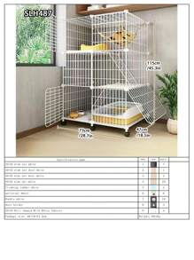 Large Indoor Cat Villa With Pet Hammock, Cat Bathing Cage, Litter Box, Double-Decker Swing & Fence, Anti-Jump Cat Cage