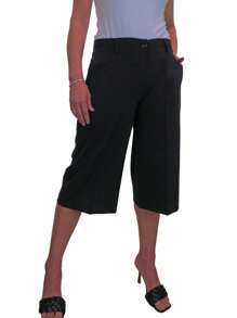 Paulo Due Ladies 3/4 Length Smart Culotte Trousers - Black - View 3