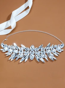 1 pièce Collier géométrique argent avec strass, chaîne élégante avec col en cascade, accessoire de mode pour femmes