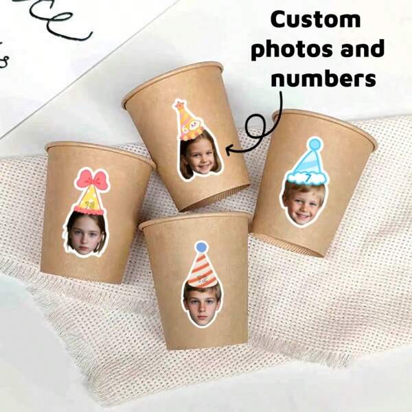 60-1 pezzo Adesivi personalizzati con foto e numeri, decorazioni per confezioni regalo di compleanno, bomboniere di nozze, etichette impermeabili per bicchieri, bottiglie, cottura, decorazioni per feste, lauree, addii al celibato, pensionamenti