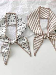 4 件套卡其色头带套装 - 女士和女孩真丝发带头巾 | 日常、派对、婚礼发饰头巾头带吸汗带，发带秋冬度假装女士优雅围巾