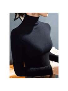 2 Cacharrel High Neck Thermal Blouse Plush Shirt - Black - View 1