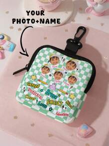 1pc Customizable Name Coin Pouch, Suitable As Girls/Boys Multipurpose Pouch, Compact & Lightweight, Ideal Gift For Friends And Family, Perfect For Birthday, Children's Day - Multicolor - View 4