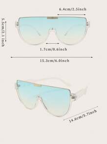 1 pieza Gafas de mujer con montura transparente de media montura con empalme de metal para uso casual diario, gafas de moda para estilo callejero y vacaciones - transparente - Ver 5