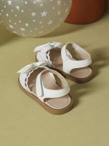 Girls Woven Summer Sandals, New Fashionable Bow Decor Cute Flat Shoes