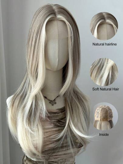 Blonde Wavy Wig 22inch Synthetic Heat Resistant LongLength U Lace Shape Small Lonc Wave Curly Wig ForFashion Wvoman Daily Use