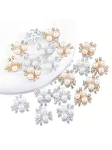 10-100pcs Pearl Flower Shaped Rhinestone Buttons Sparkling Crystal Hairpins DIY Handmade Crafts Decoration Clothes Sewing Accessory - Multicolor - View 15