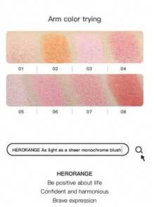 HERORANGE轻盈哑光腮红 质地细腻 自然柔和 低饱和度 哑光修容腮红 提亮 防水 防汗 情人节 音乐节 必备礼物 - 彩色 - 查看 4